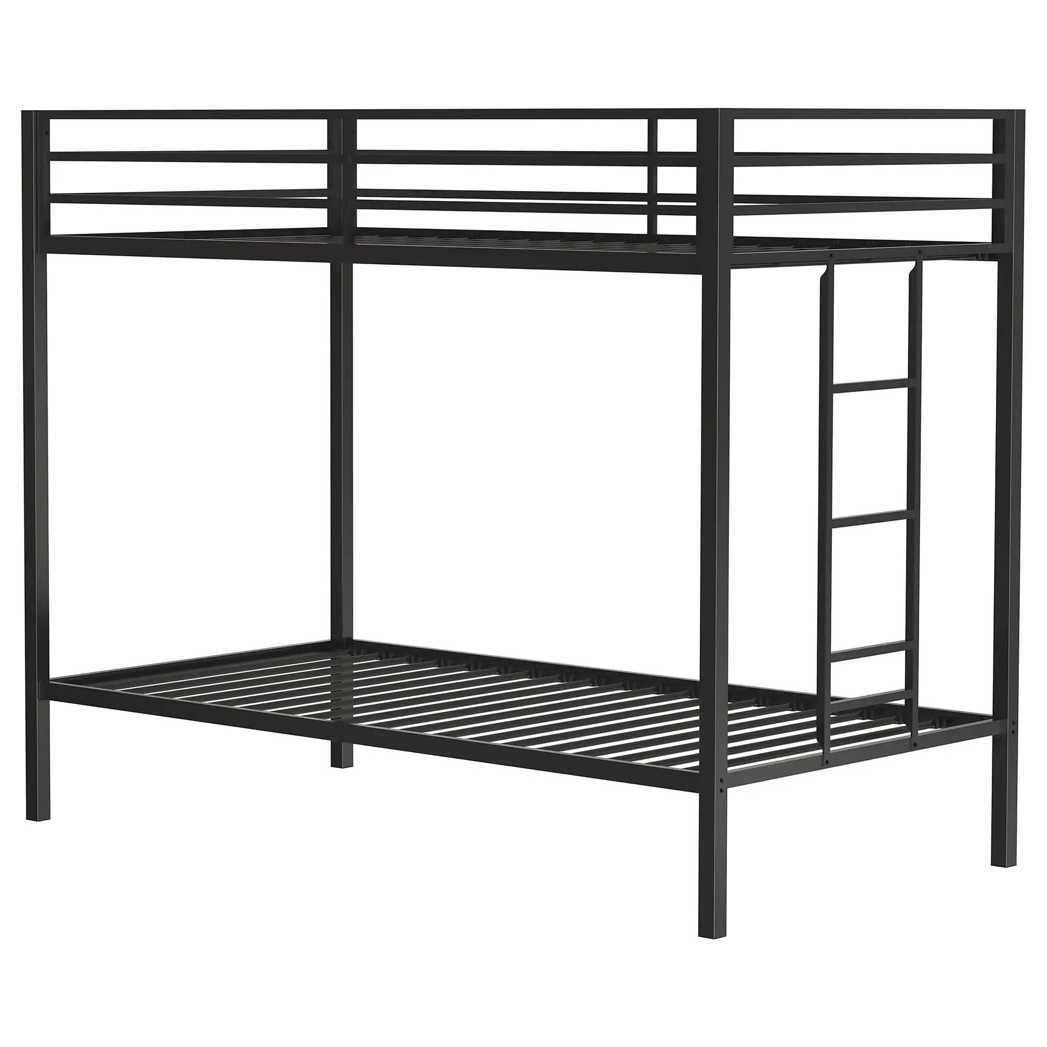 Alevera Metal Twin Over Twin Bunk Bed with Ladder Black by Unique Piece Furniture