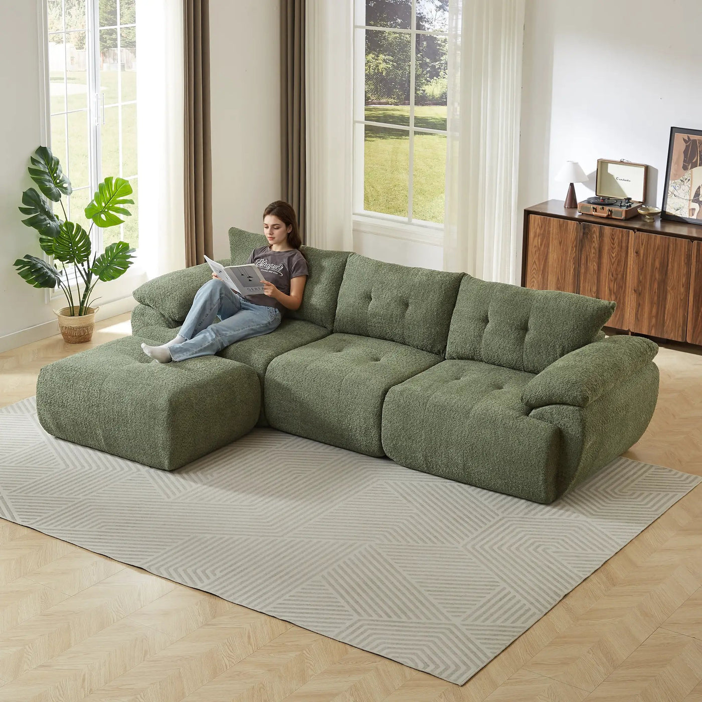 115'' Large Modern 3-Seater Sofa by HouseOfZazla