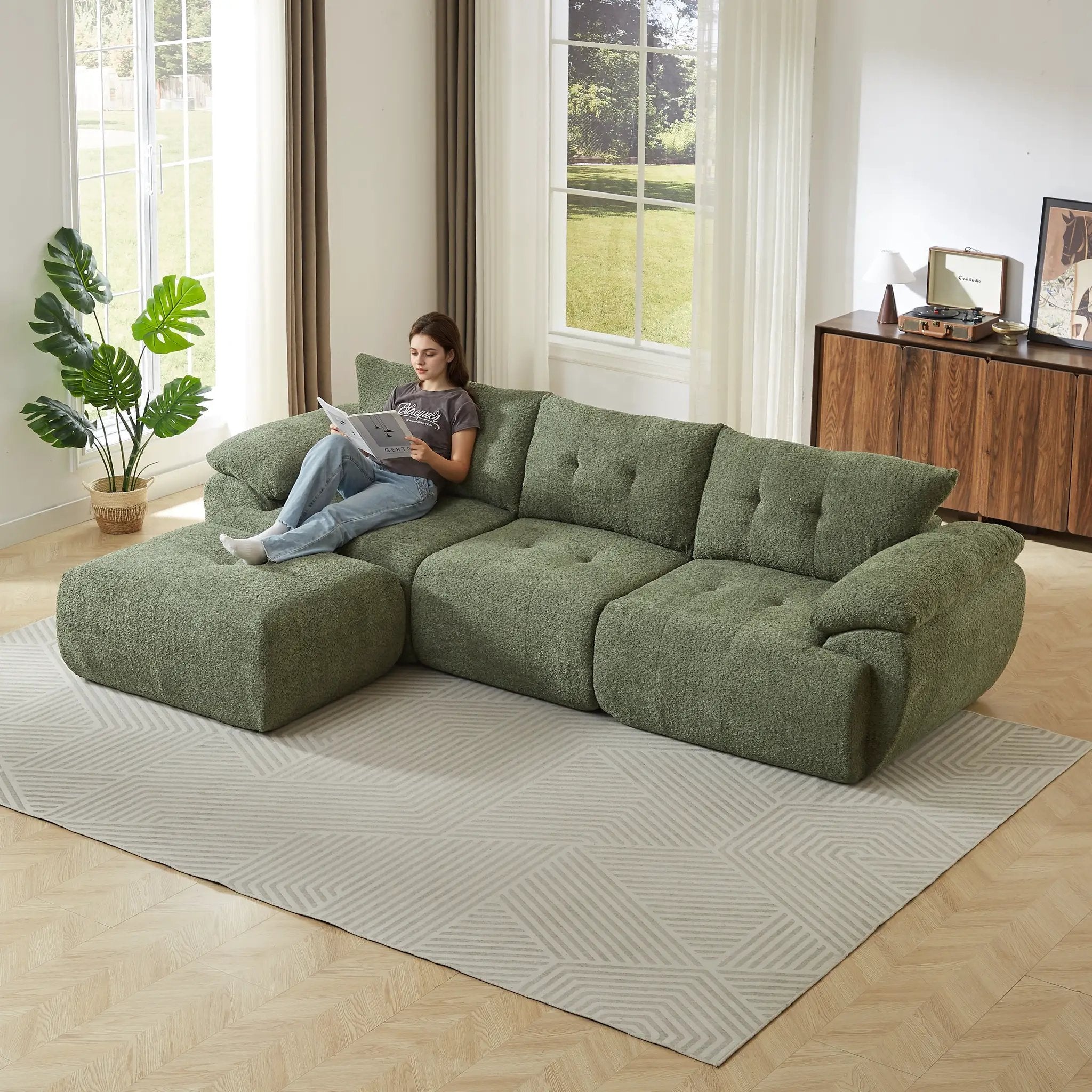 115'' Large Modern 3-Seater Sofa by HouseOfZazla