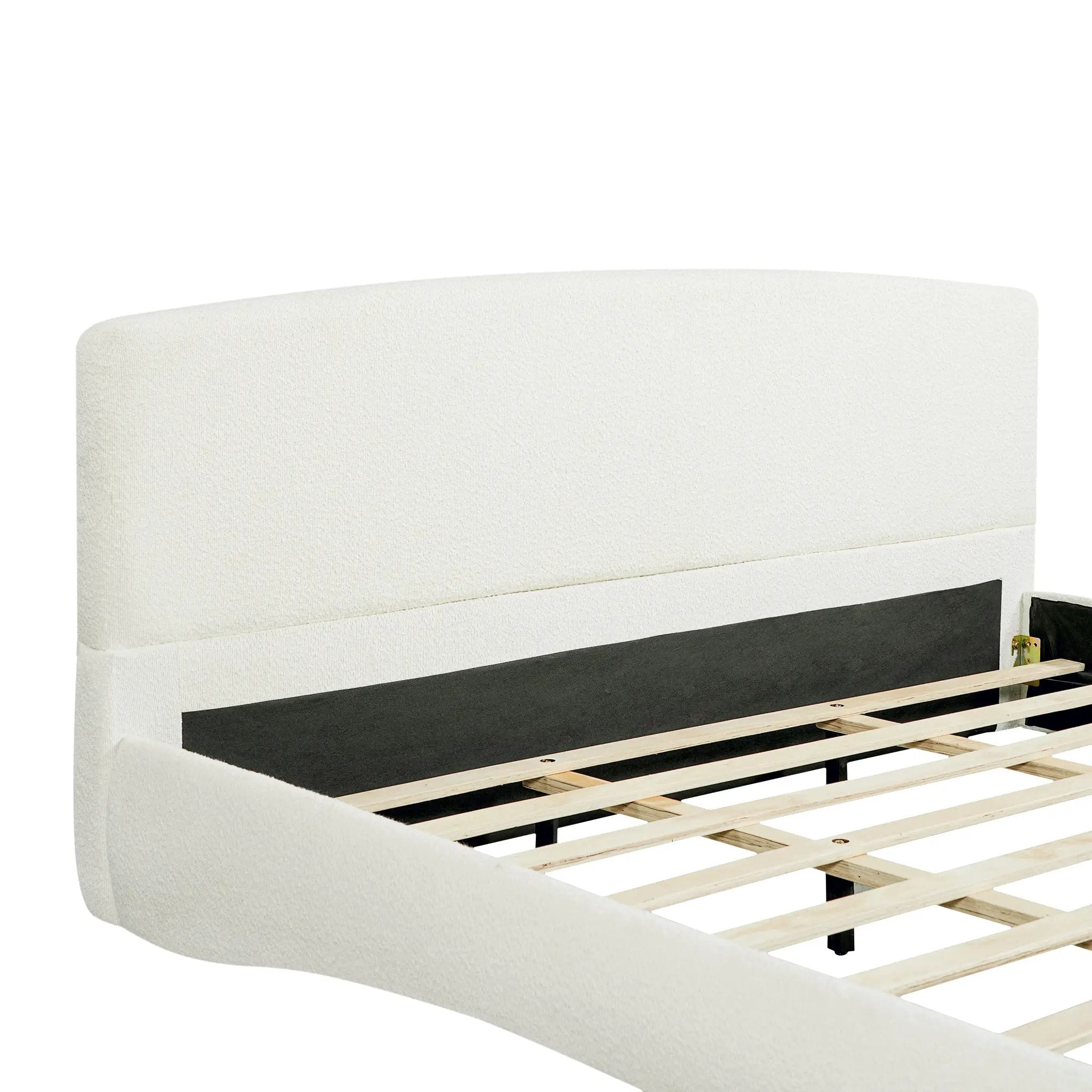 Curved Upholstered Bed with Smart Ambient Lighting by HouseOfZazla