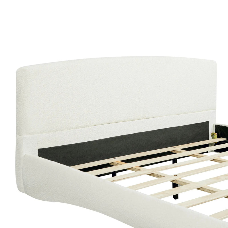 Curved Upholstered Bed with Smart Ambient Lighting by HouseOfZazla