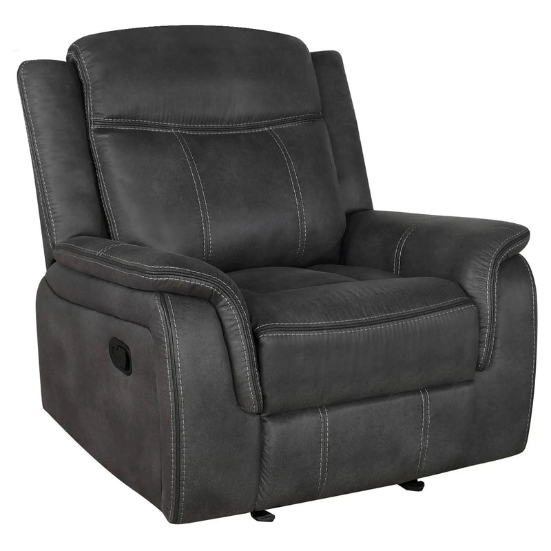 Lawrence Upholstered Padded Arm Glider Recliner Charcoal by Unique Piece Furniture