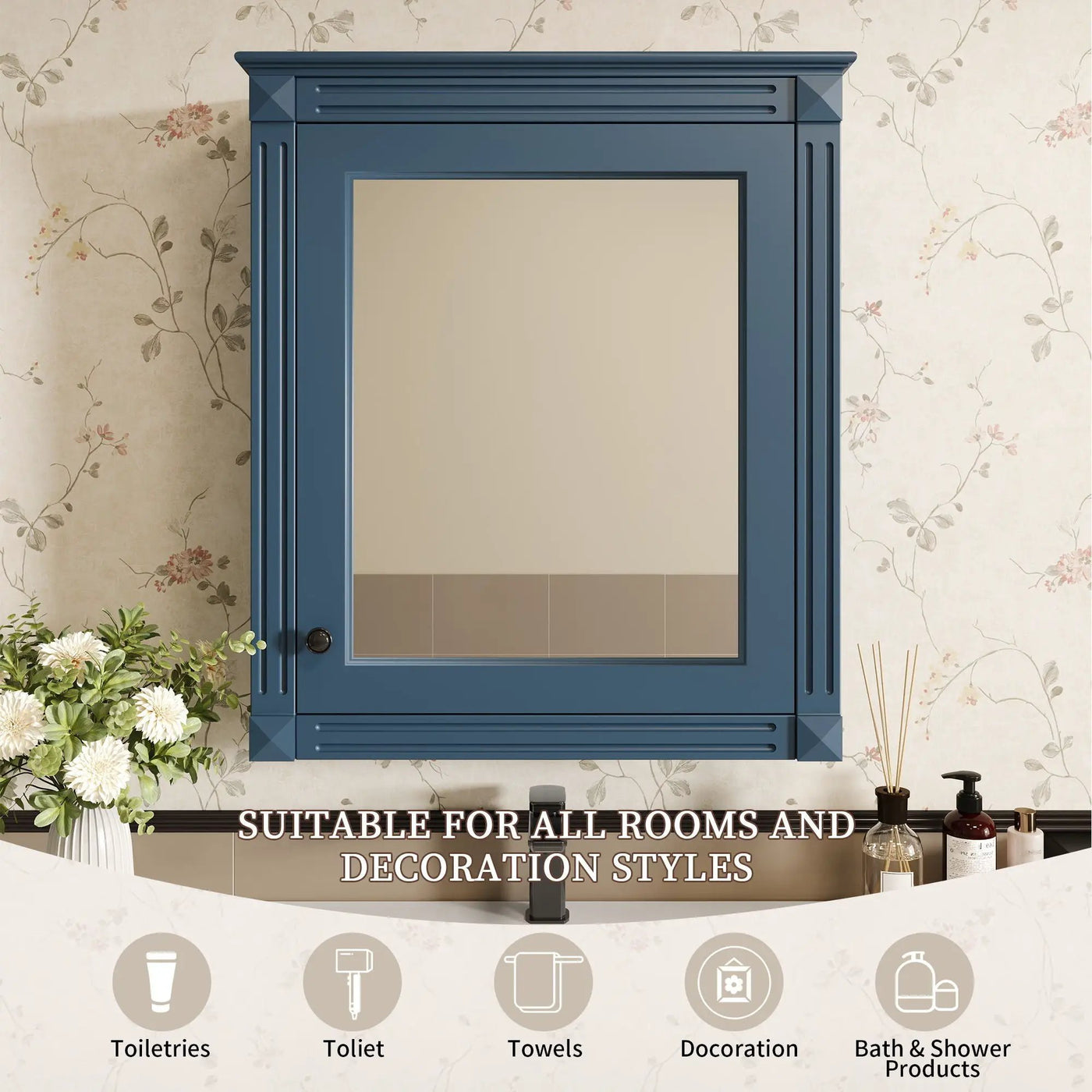 Wall Mounted Bathroom Storage Cabinet With Mirror, Medicine Cabinet With Height Adjustable Shelf by HouseOfZazla