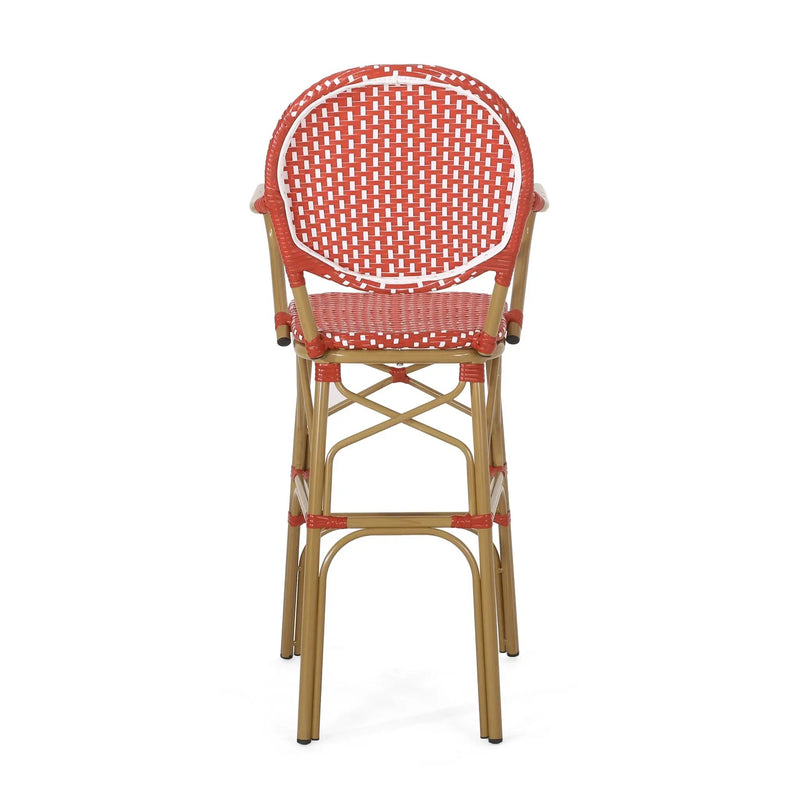 Outdoor Wicker and Aluminum French Barstools, Set of 2 by HouseOfZazla