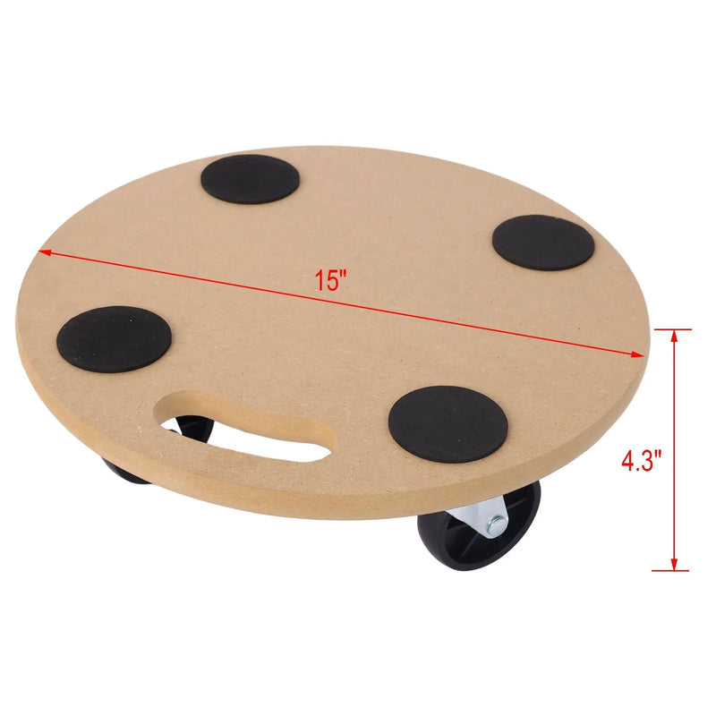 Furniture Moving Dolly, Heavy Duty Wood Rolling Mover With Wheels For Piano Couch Fridge Heavy Items, Securely Holds 500 Lbs (2 Piece Round Platform) - Natural by HouseOfZazla