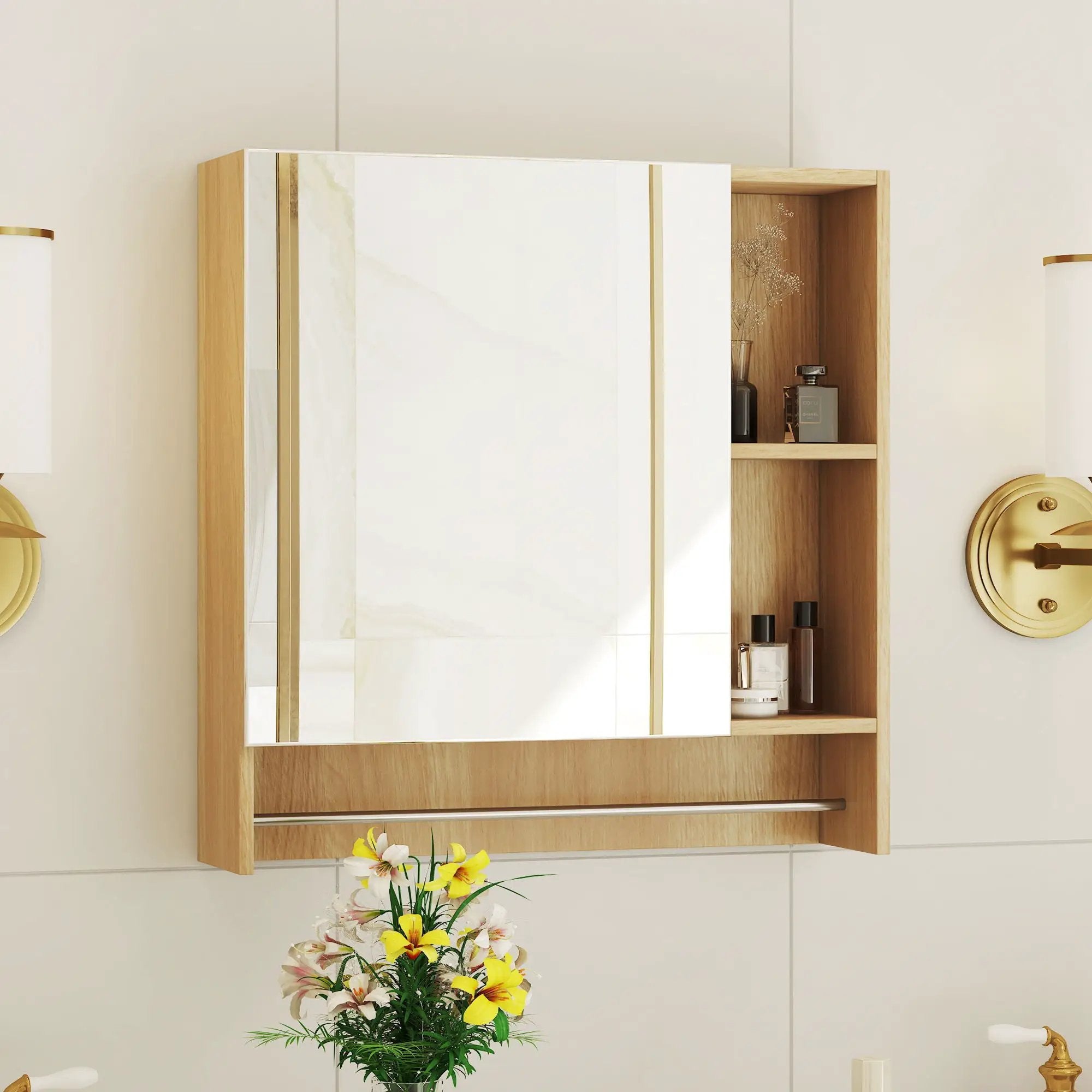 Bathroom Mirror Medicine Cabinet Wall Mounted With Shelves by HouseOfZazla