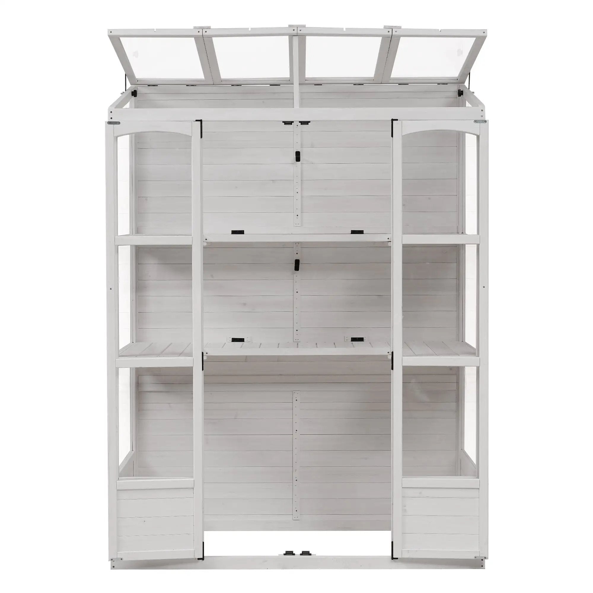TOPMAX 78-Inch Wooden Greenhouse with Skylights and Folding Shelves by HouseOfZazla