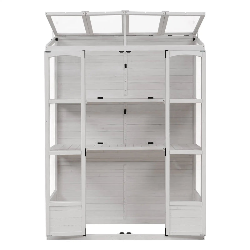 TOPMAX 78-Inch Wooden Greenhouse with Skylights and Folding Shelves by HouseOfZazla