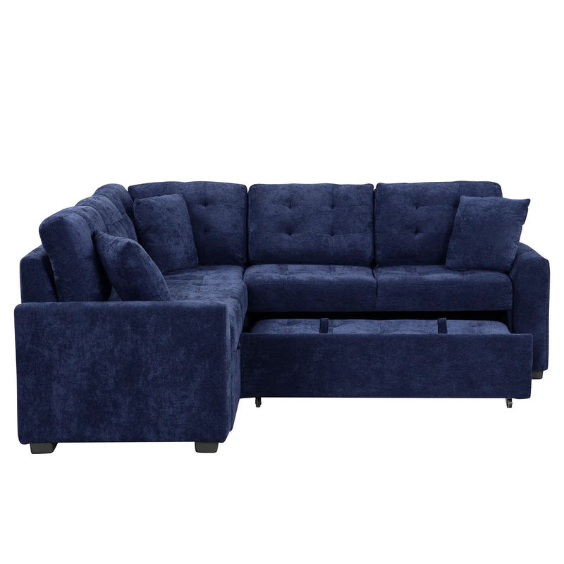 L-Shape Sofa Bed Pull-Out Sleeper Sofa With Wheels, USB Ports, Power Sockets For Living Room by HouseOfZazla