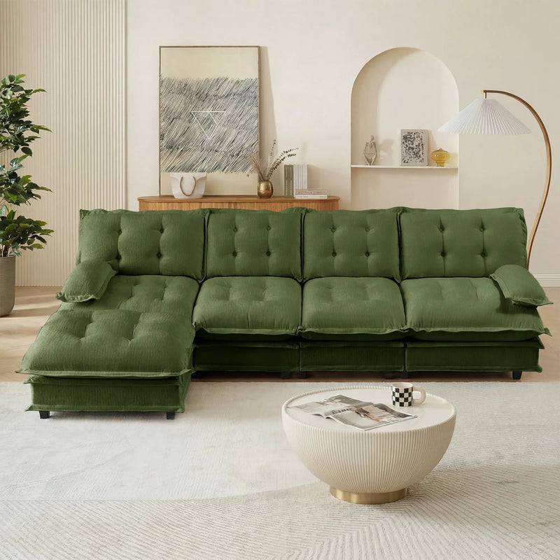 138" L Shaped Modern Sofa Modular Sectional Cloud Couch with Ottoman by HouseOfZazla