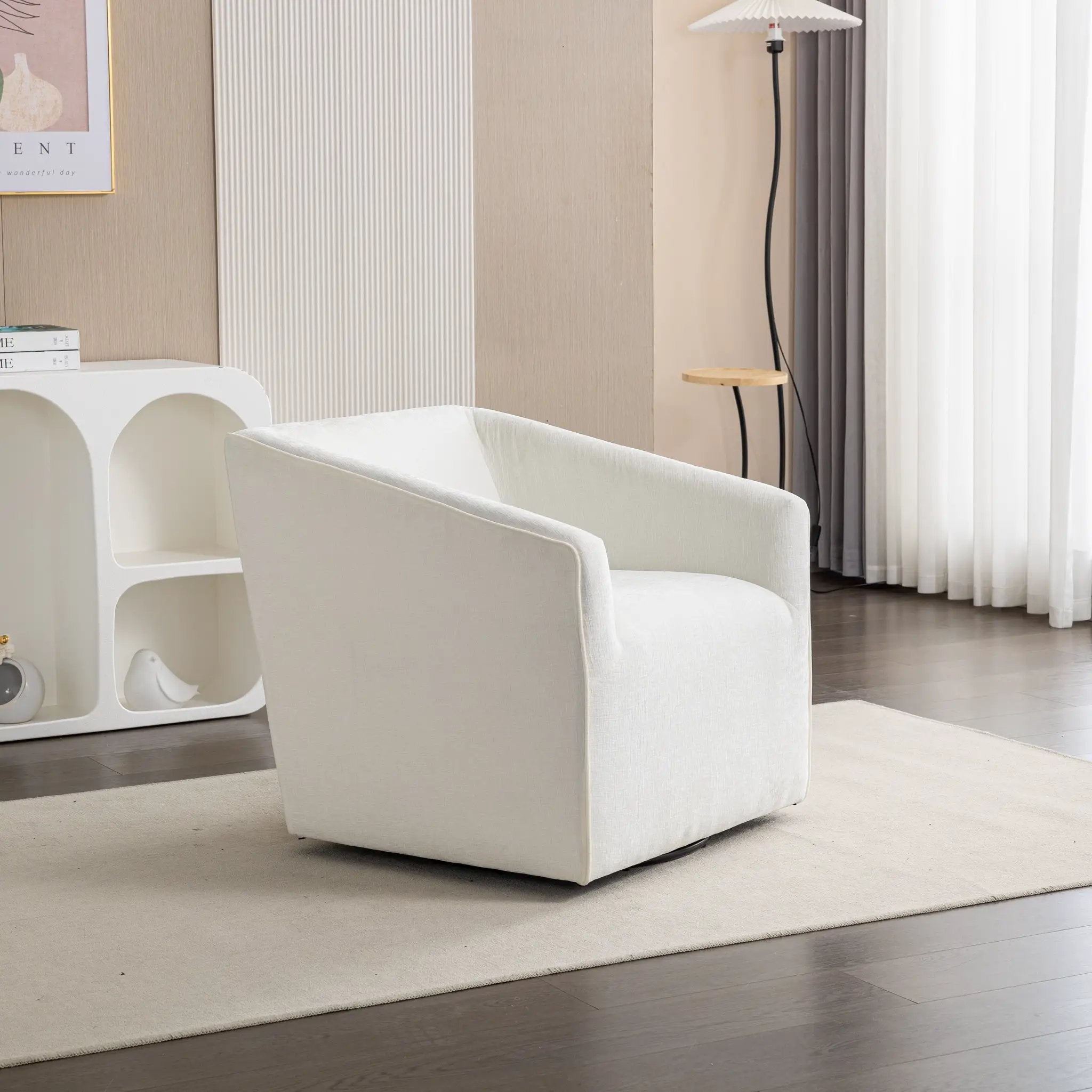Nice Modern Upholstered Barrel Armchair, 360° Swivel by HouseOfZazla