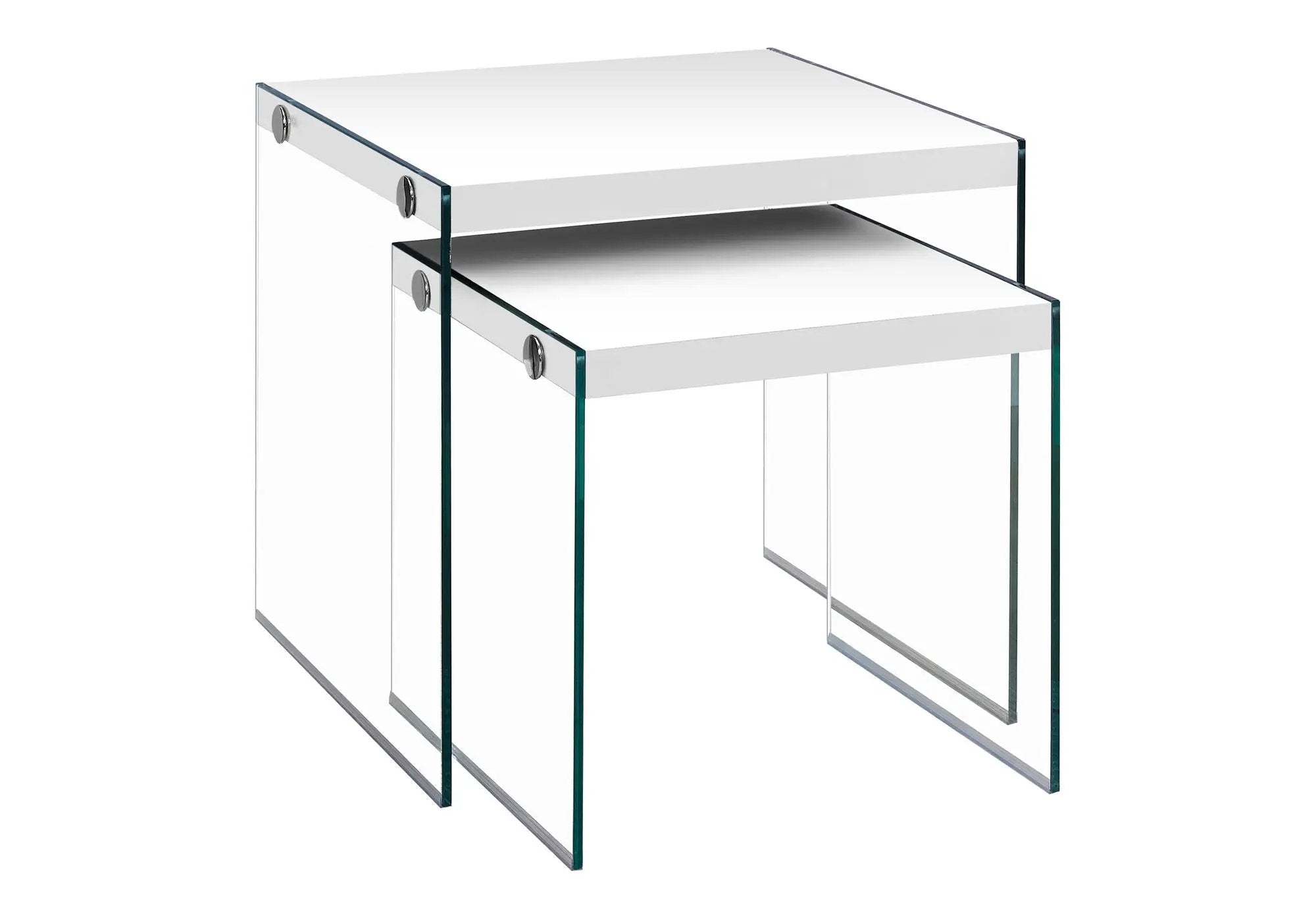 Accent Nesting Table Clear Tempered Glass For Living Room (Set of 2) by HouseOfZazla
