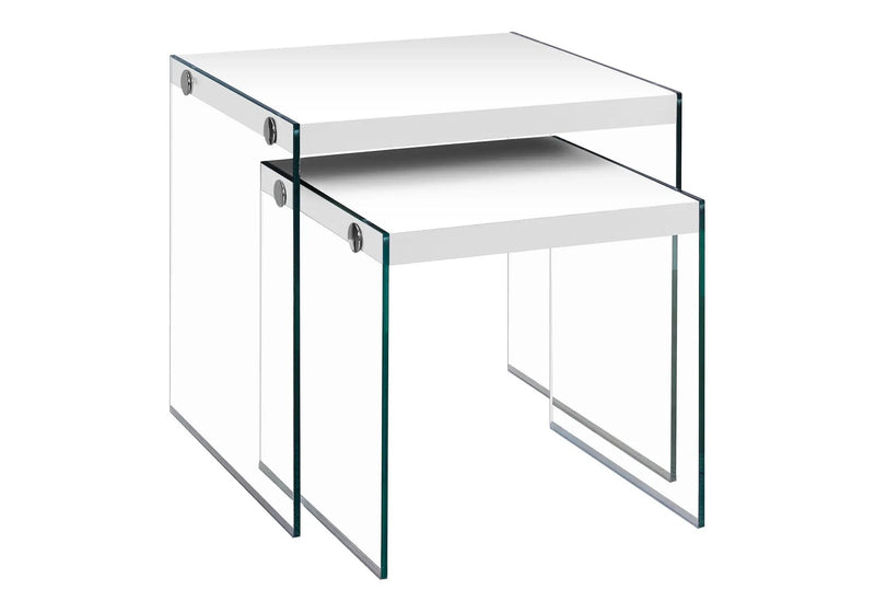 Accent Nesting Table Clear Tempered Glass For Living Room (Set of 2) by HouseOfZazla
