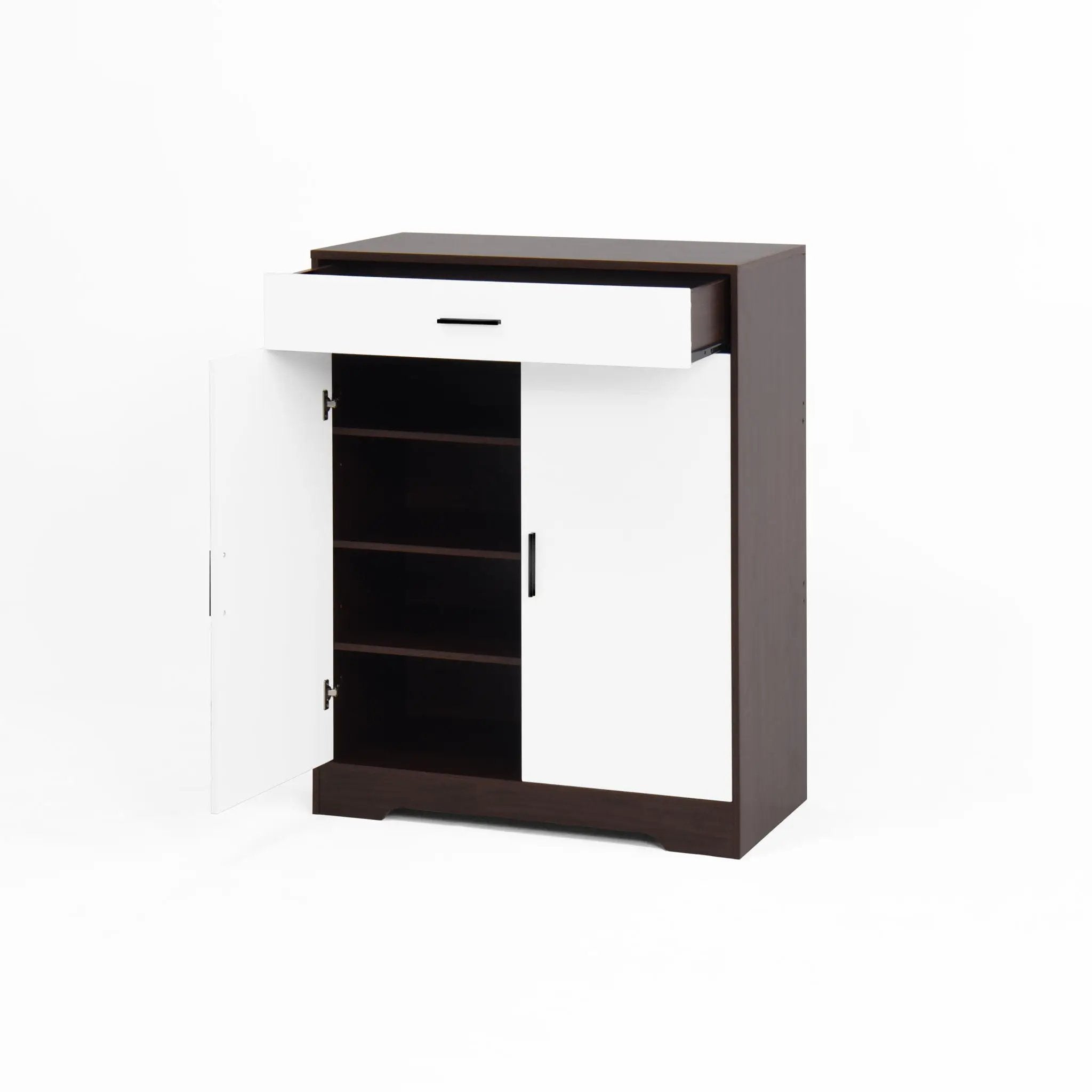 Freestanding Wooden Shoe Cabinet, 4 Tier Organizer With Drawer by HouseOfZazla