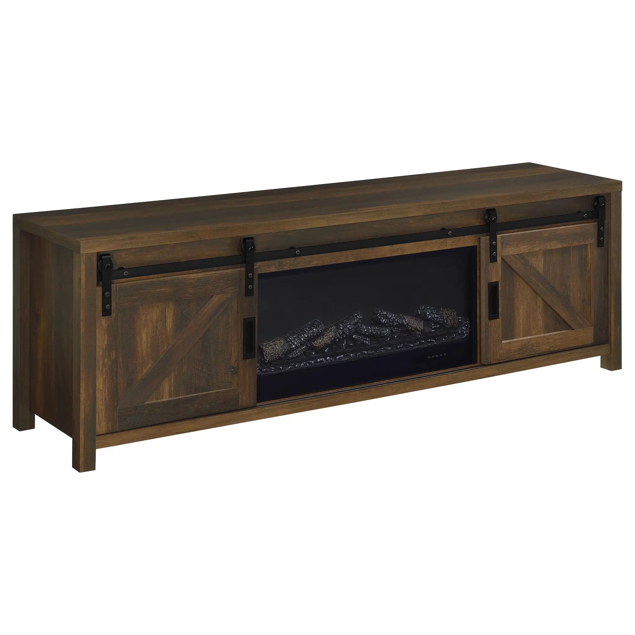Enfield 71-inch TV Stand Fireplace Media Console Dark Pine by Unique Piece Furniture