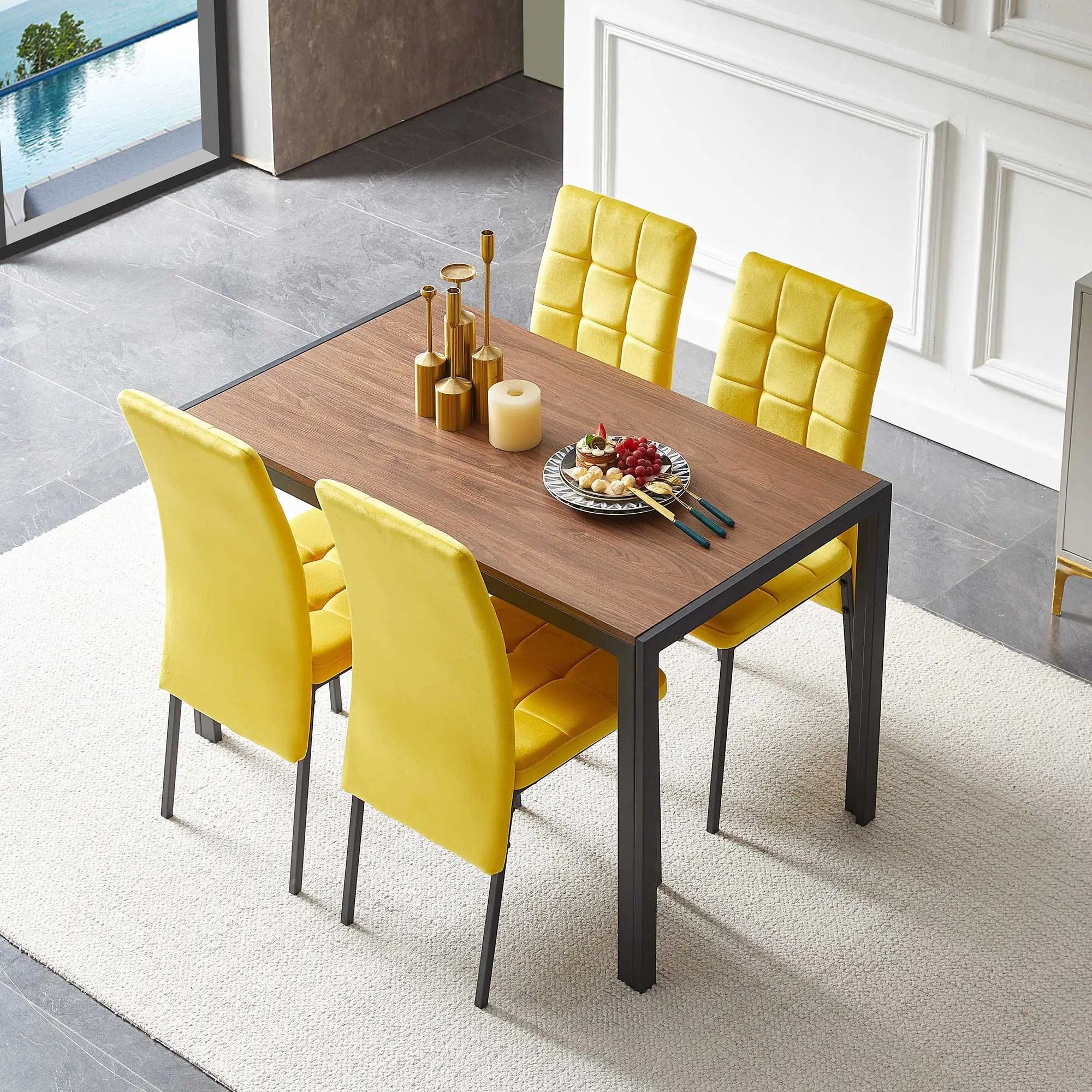 5 Piece Dining Set Including High Back Nordic Dining Chair & Creative Design Dining Table by HouseOfZazla