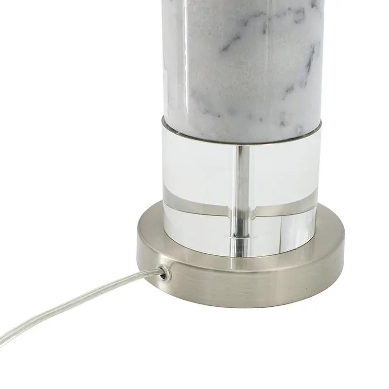 Sculpted Marble & Crystal Cylinder Table Lamp by HouseOfZazla