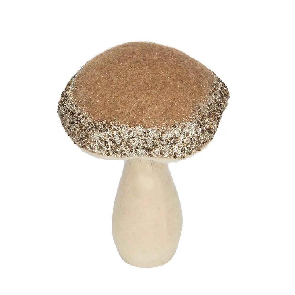 Mushroom Holiday Ornament, For Harvest Festival Fall Festival & Thanksgiving Table Decorations (Set of 2) - Beige / Light Brown by Unique Piece Furniture