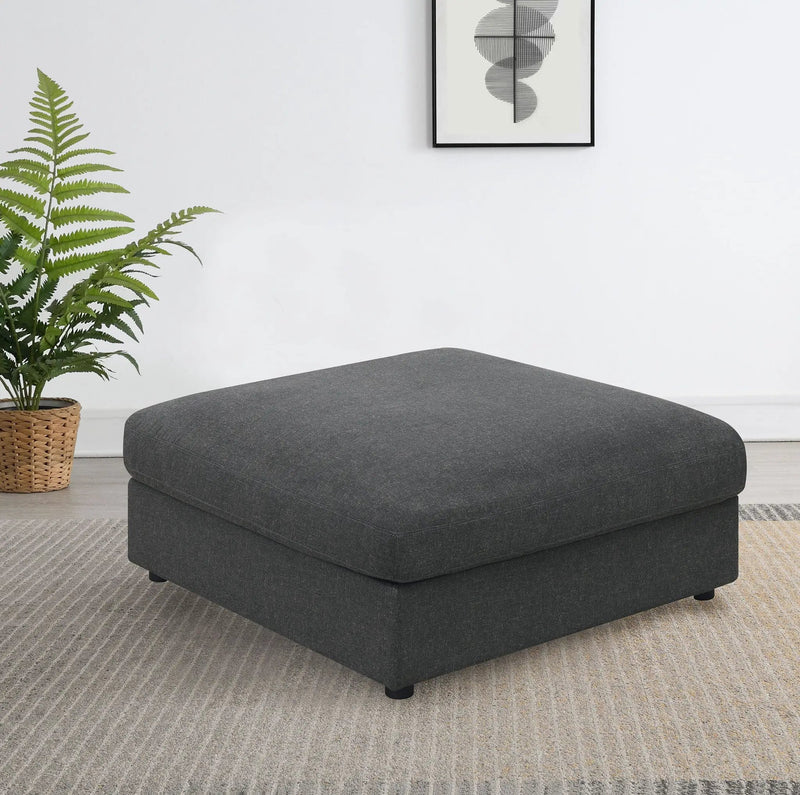 Serene Square Upholstered Ottoman Charcoal by Unique Piece Furniture