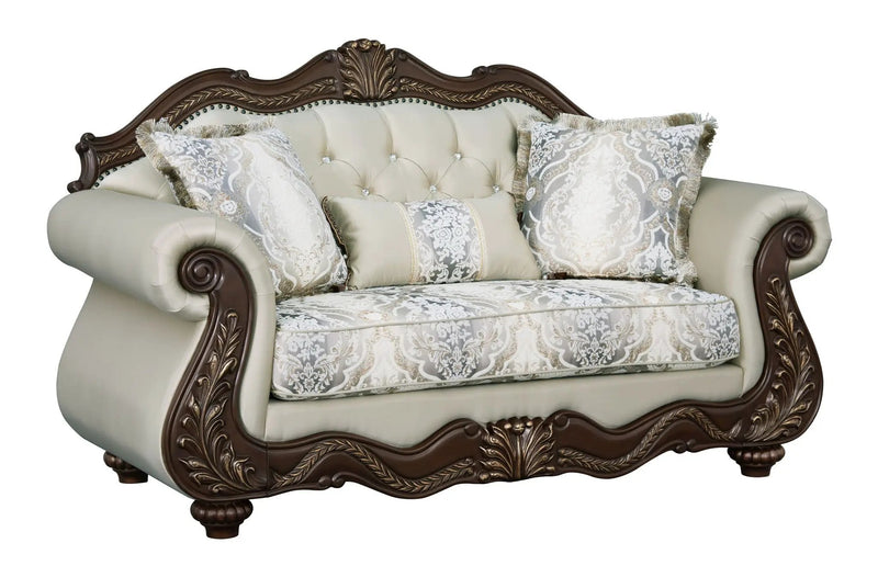 Pierce - Loveseat With 3 Pillows - Beige / Cherry by Unique Piece Furniture