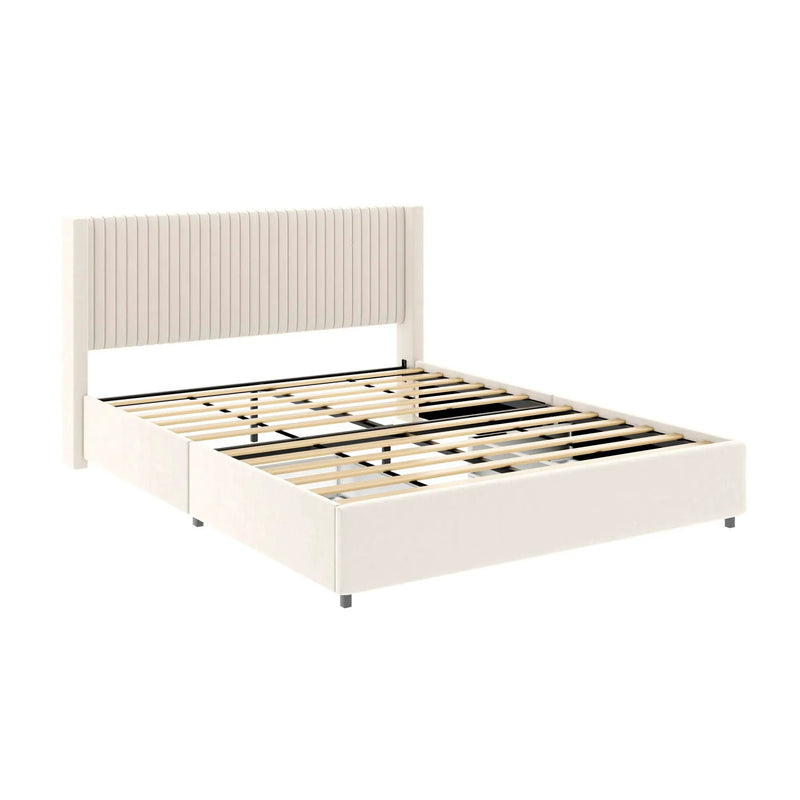 Anna - Upholstered Wingback Platform Bed With 4 Drawers Storage by Unique Piece Furniture