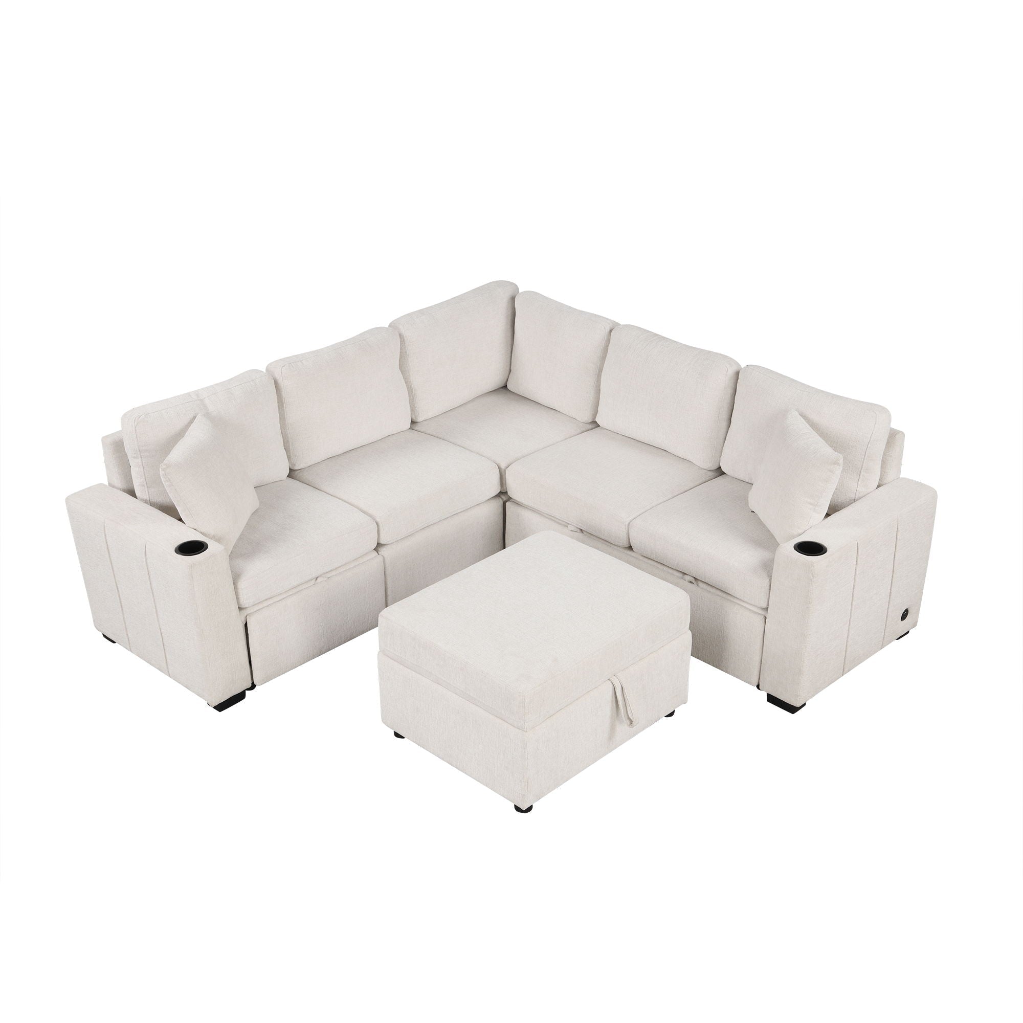 Sectional Sofa Convertible Pull-Out Sofa Bed With A Movable Storage Ottoman For Living Room by HouseOfZazla
