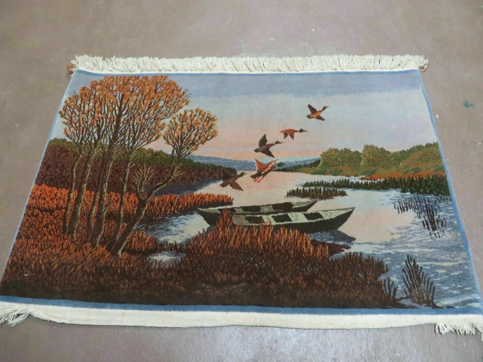 2' X 3' Vintage Handmade Pakistan Pictorial Rug Carpet Scenery Bird Tree Wow by Jewel Rugs