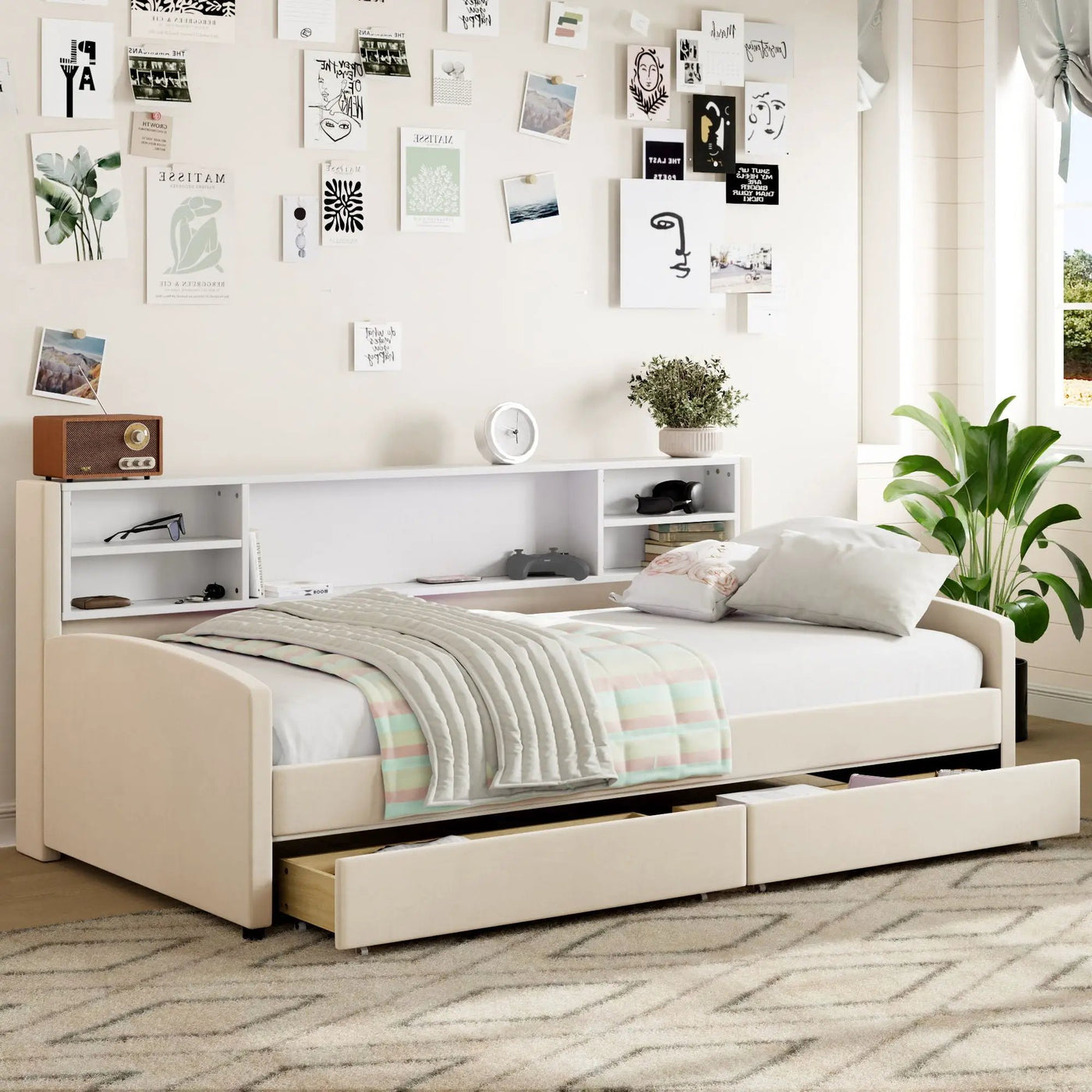 Luxurious Upholstered Platform Bed With Storage Drawers by Unique Piece Furniture