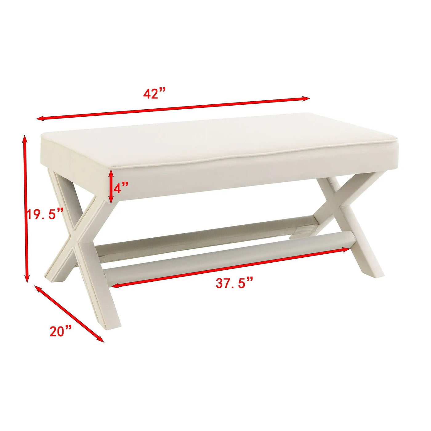Comfort Double Bench Upholstered With X Crossed Legs by HouseOfZazla
