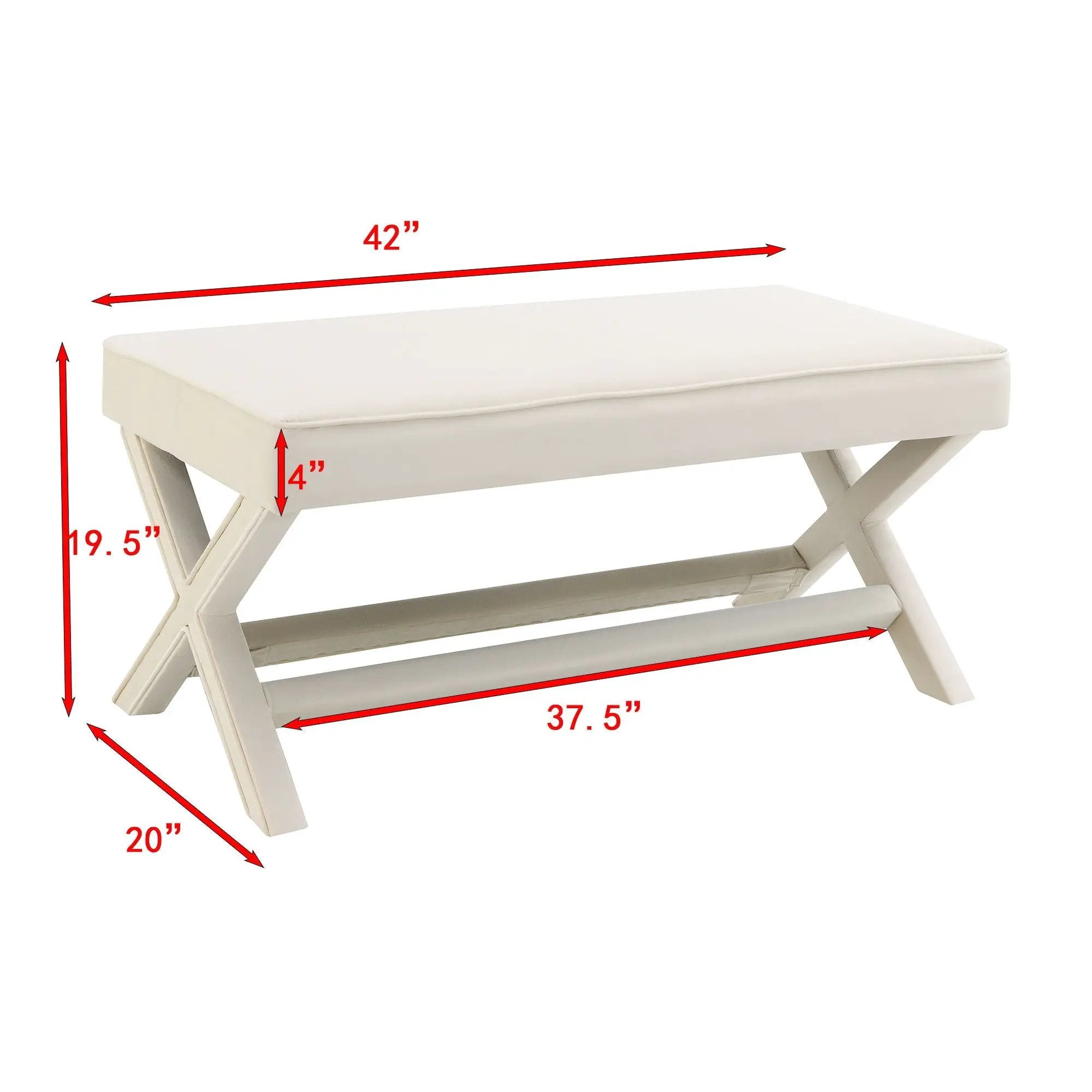Comfort Double Bench Upholstered With X Crossed Legs by HouseOfZazla