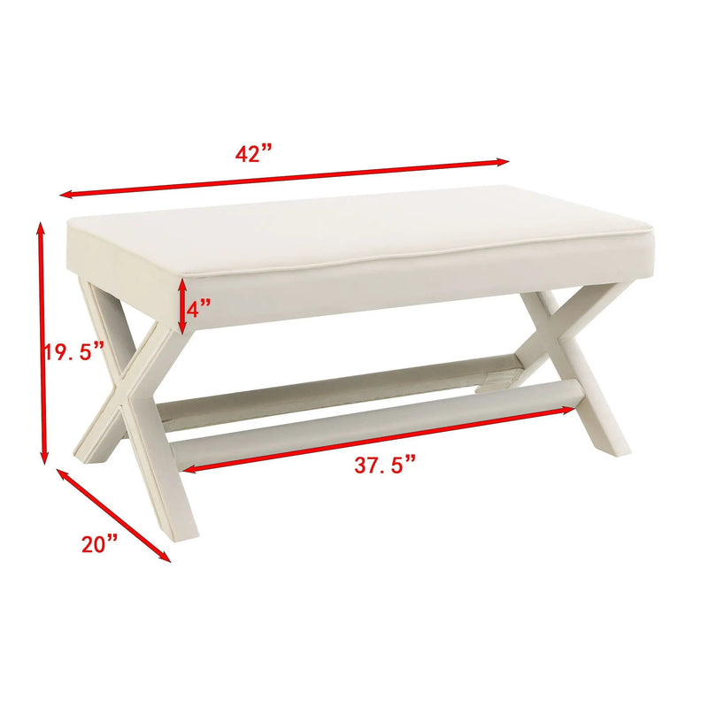 Comfort Double Bench Upholstered With X Crossed Legs by HouseOfZazla
