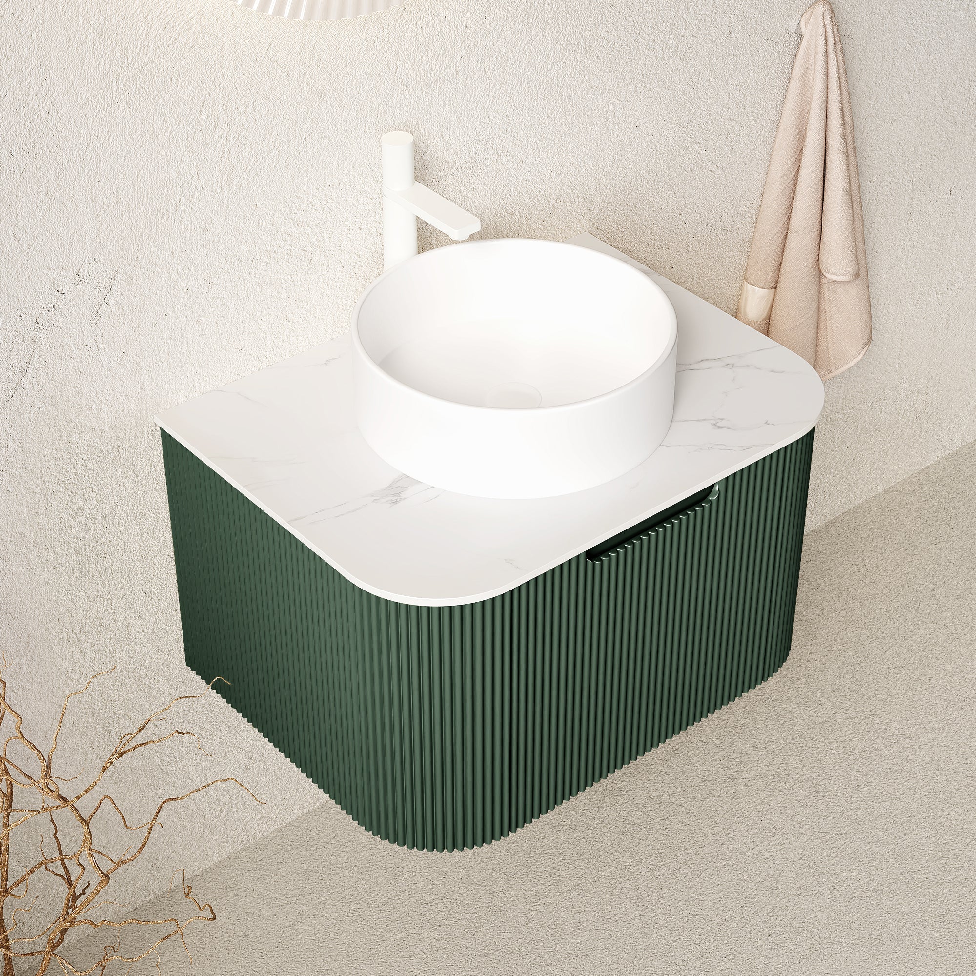 DINA 24" Bathroom Vanity & Sink, Floating Curved Edges by HouseOfZazla