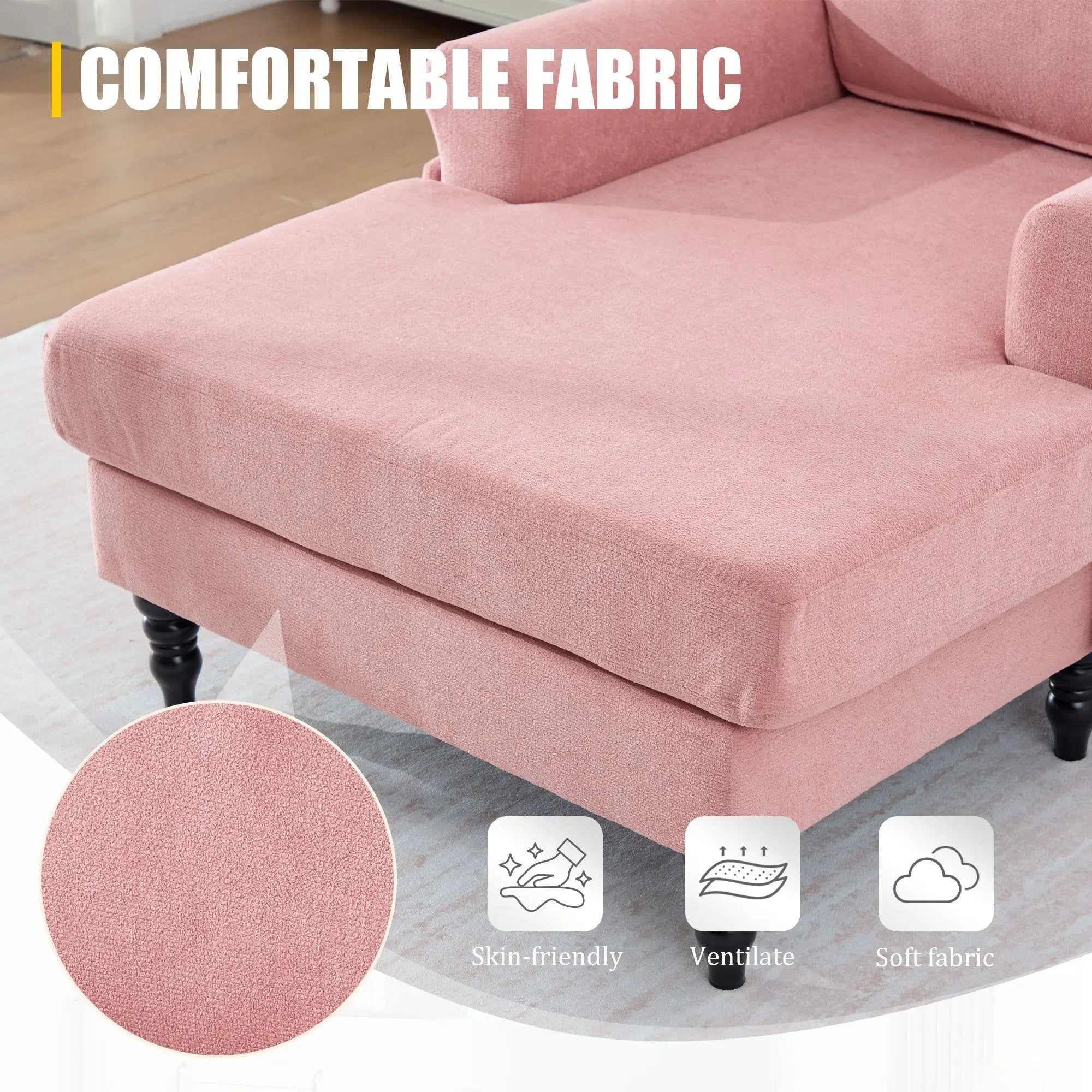Modern Minimalist Chenille Fabric Chaise Lounge Recliner by HouseOfZazla
