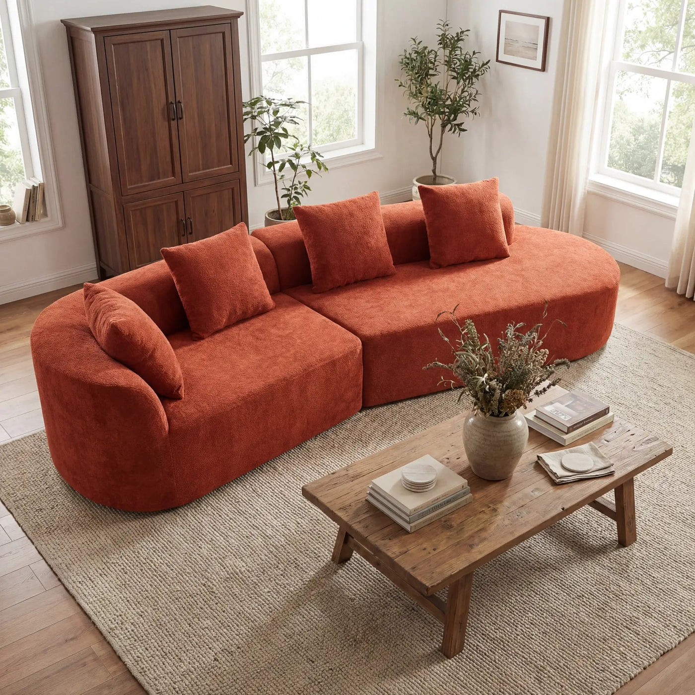 116" Modern Curved Sectional Sofa with High-Density Fully Compressed Sponge by HouseOfZazla