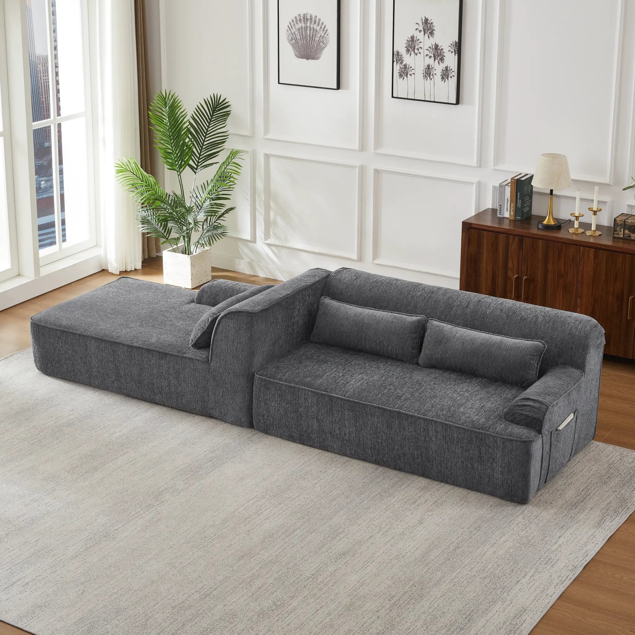 Chenille L-Shape Luxury Sectional Sofa by HouseOfZazla