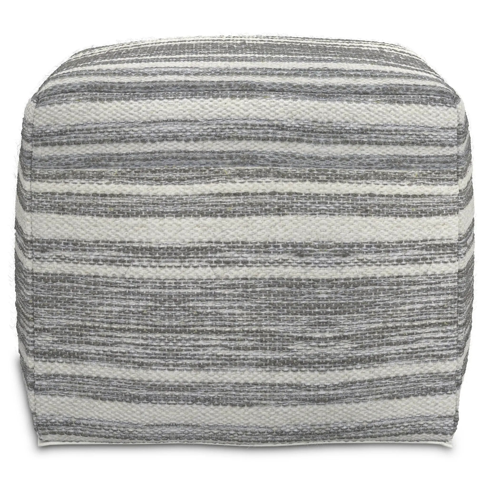 Carina - Square Woven Pouf - Black White by HouseOfZazla