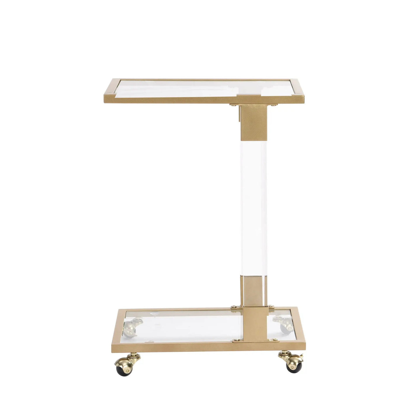 Side Table, Sofa Table, Glass Top C Shape Square Table With Metal Base For Living Room, Bedroom, Balcony Home And Office by Unique Piece Furniture