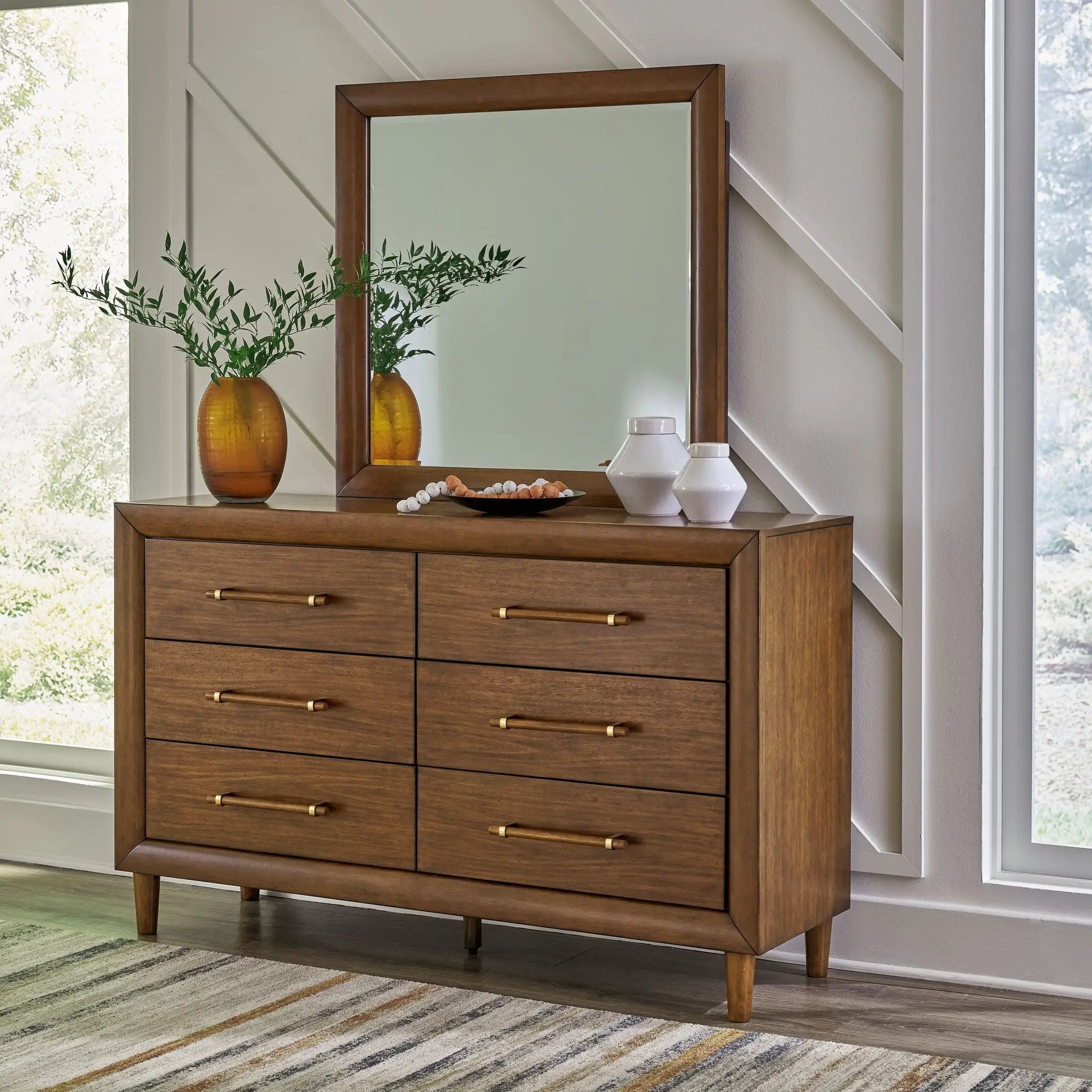 Lyncott - Dresser And Mirror - Brown by Unique Piece Furniture