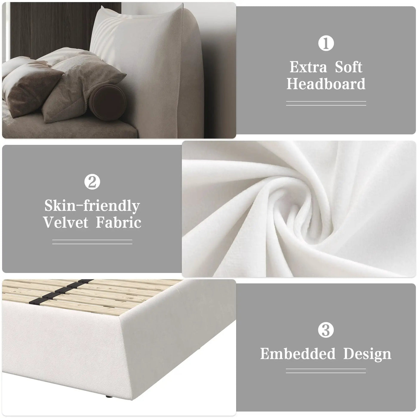 Upholstered Platform Bed With Special Shaped Headboard by HouseOfZazla
