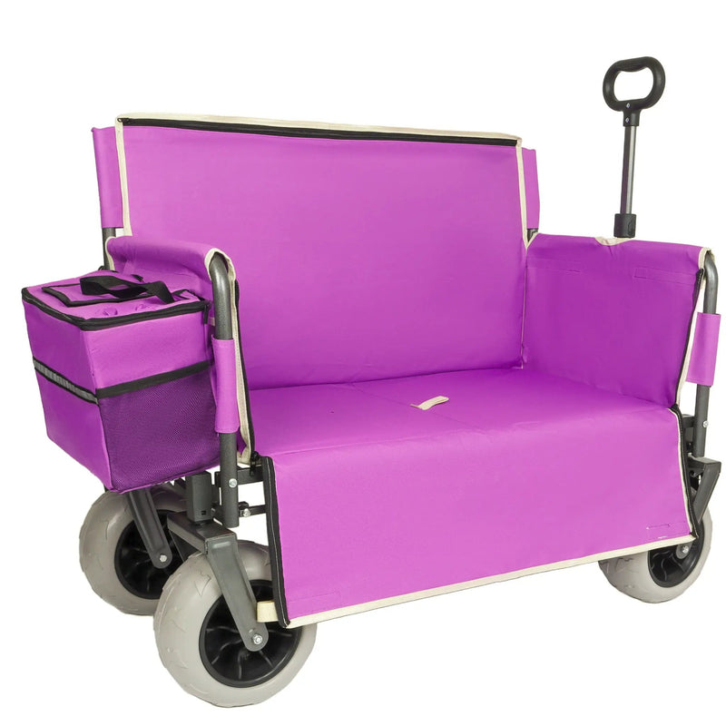 3-in-1 Heavy-Duty Folding Wagon Cart with Bench Seat & Storage by HouseOfZazla