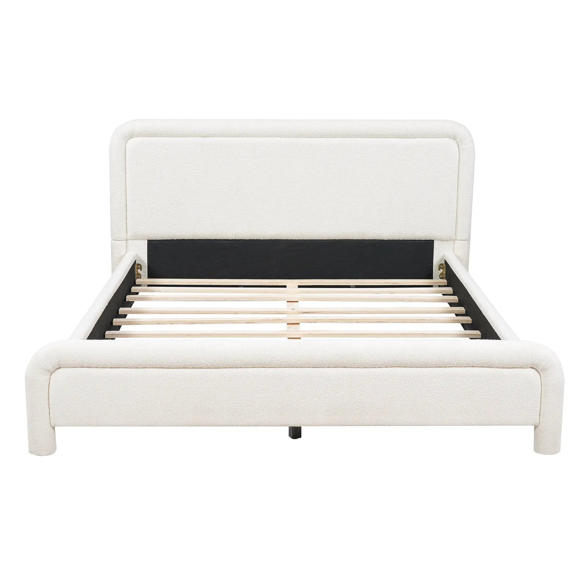Queen Size Upholstered Platform Bed Frame with Curved Headboard by HouseOfZazla