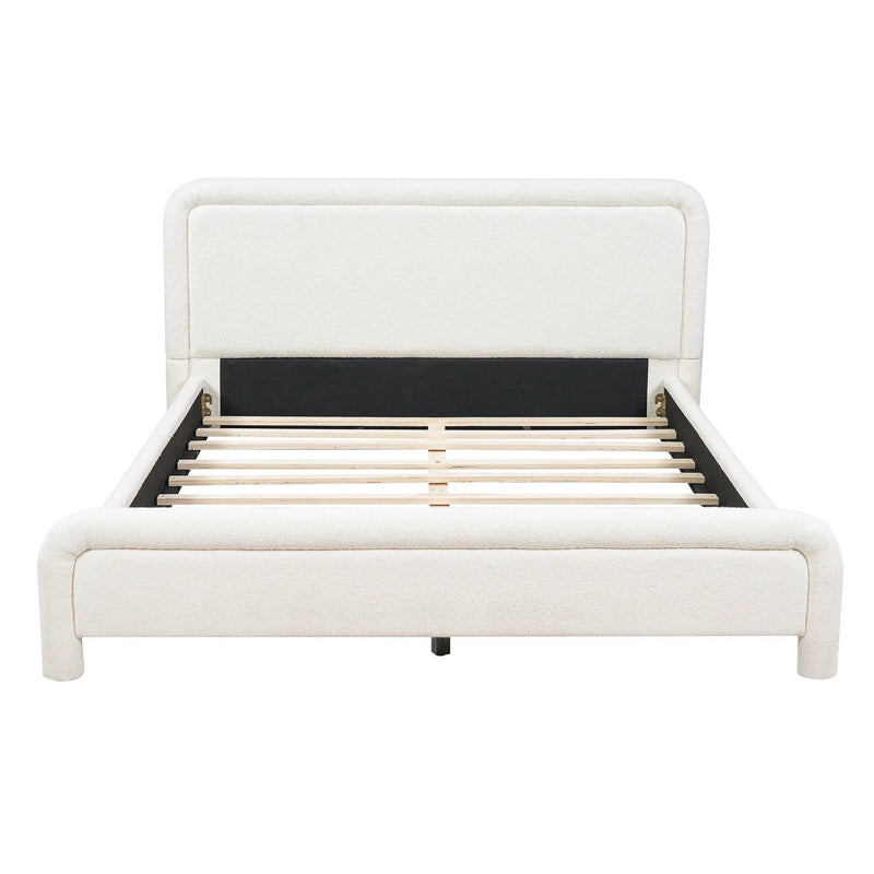 Queen Size Upholstered Platform Bed Frame with Curved Headboard by HouseOfZazla