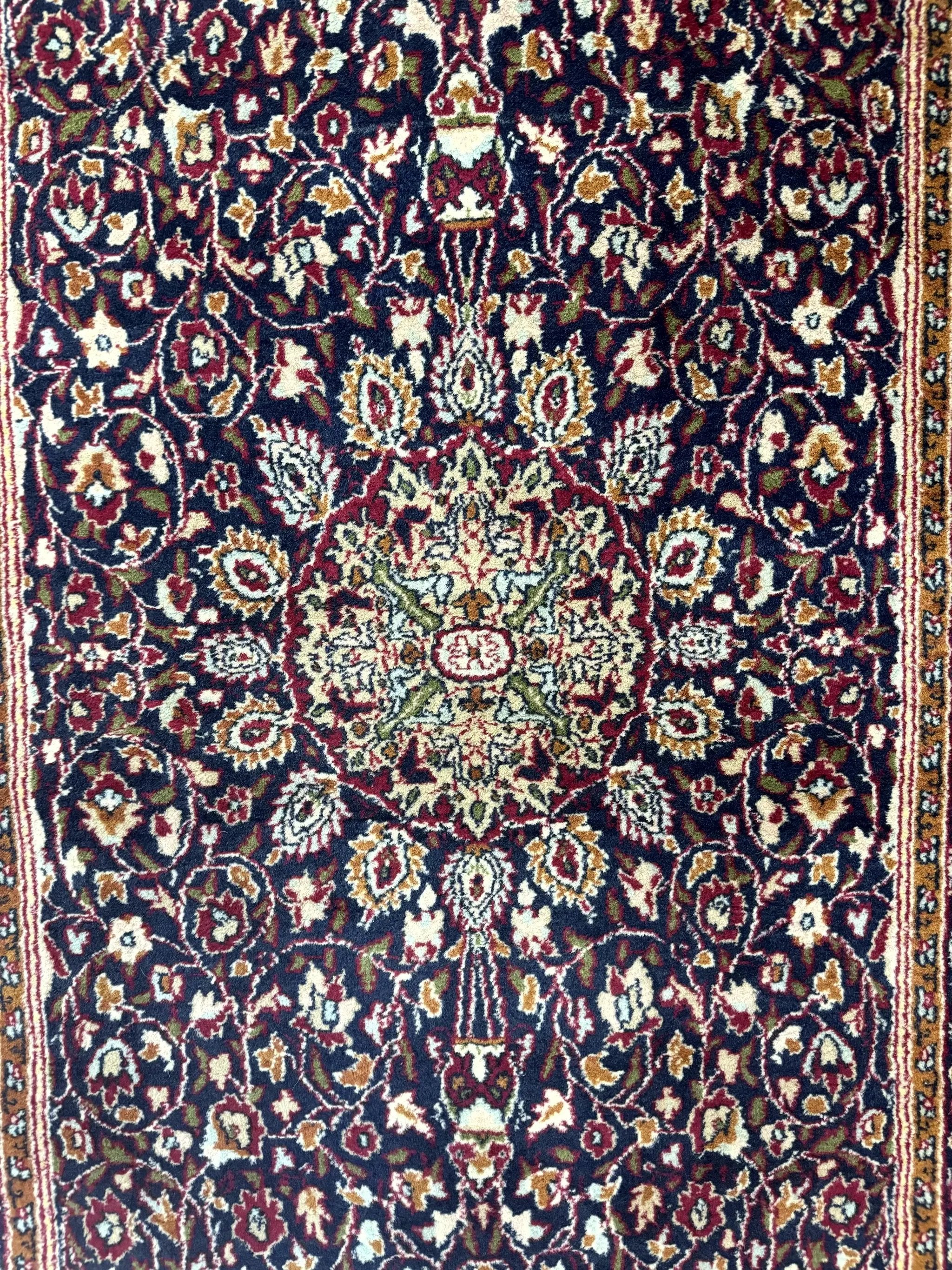 Indo Kashmiri Rug 3x5, Navy Blue, Very Fine 400 KPSI, Pair A by Jewel Rugs