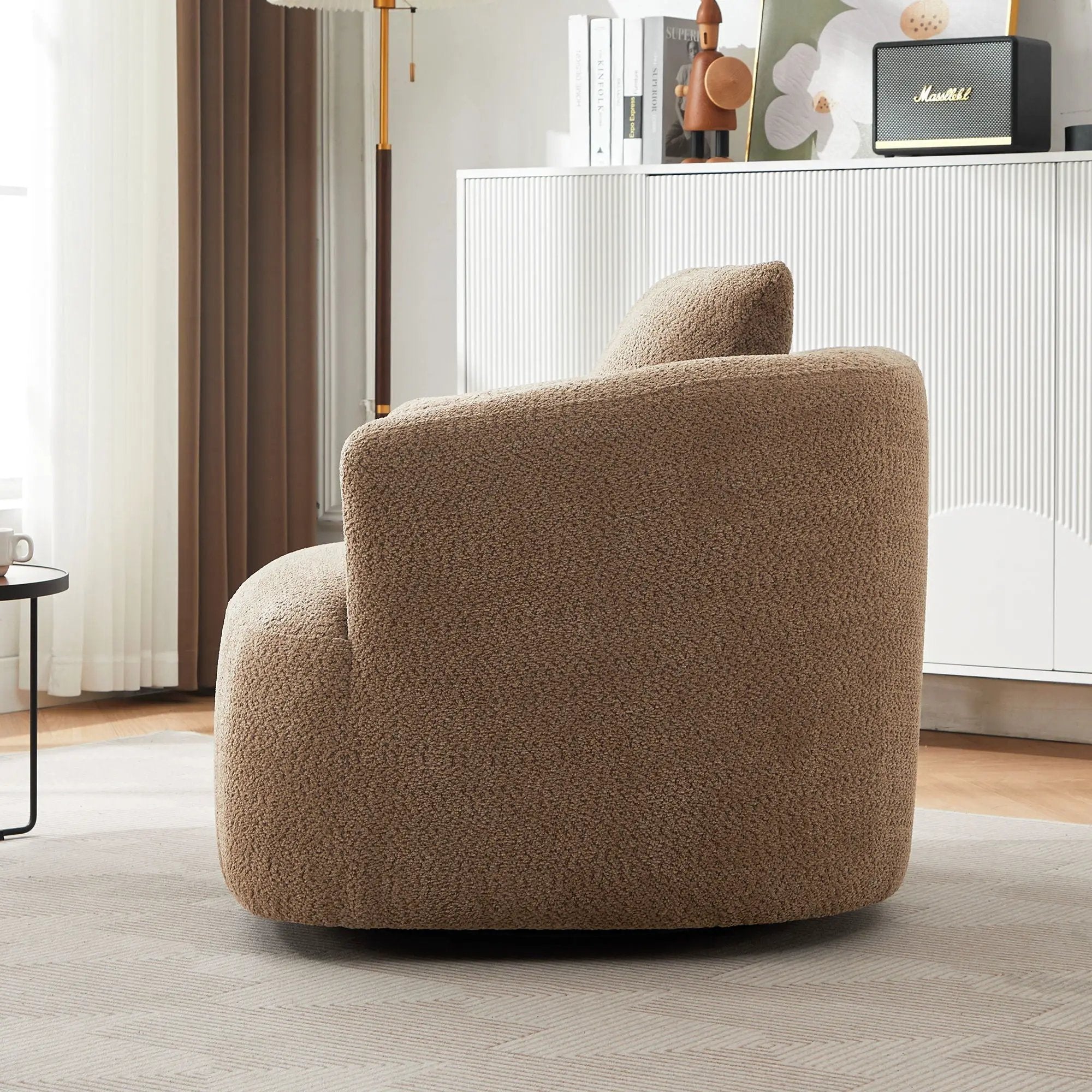 360° Swivel Barrel Sofa Chair With Throw Pillow, Upholstered Accent Chair by HouseOfZazla