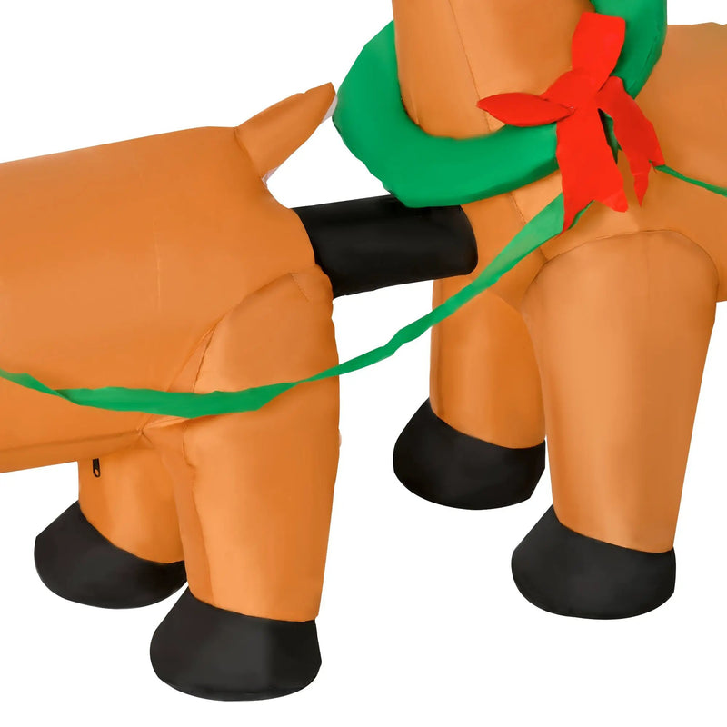 HOMCOM 8ft Long Christmas Inflatable Santa Claus with Sleigh and Reindeer by HouseOfZazla