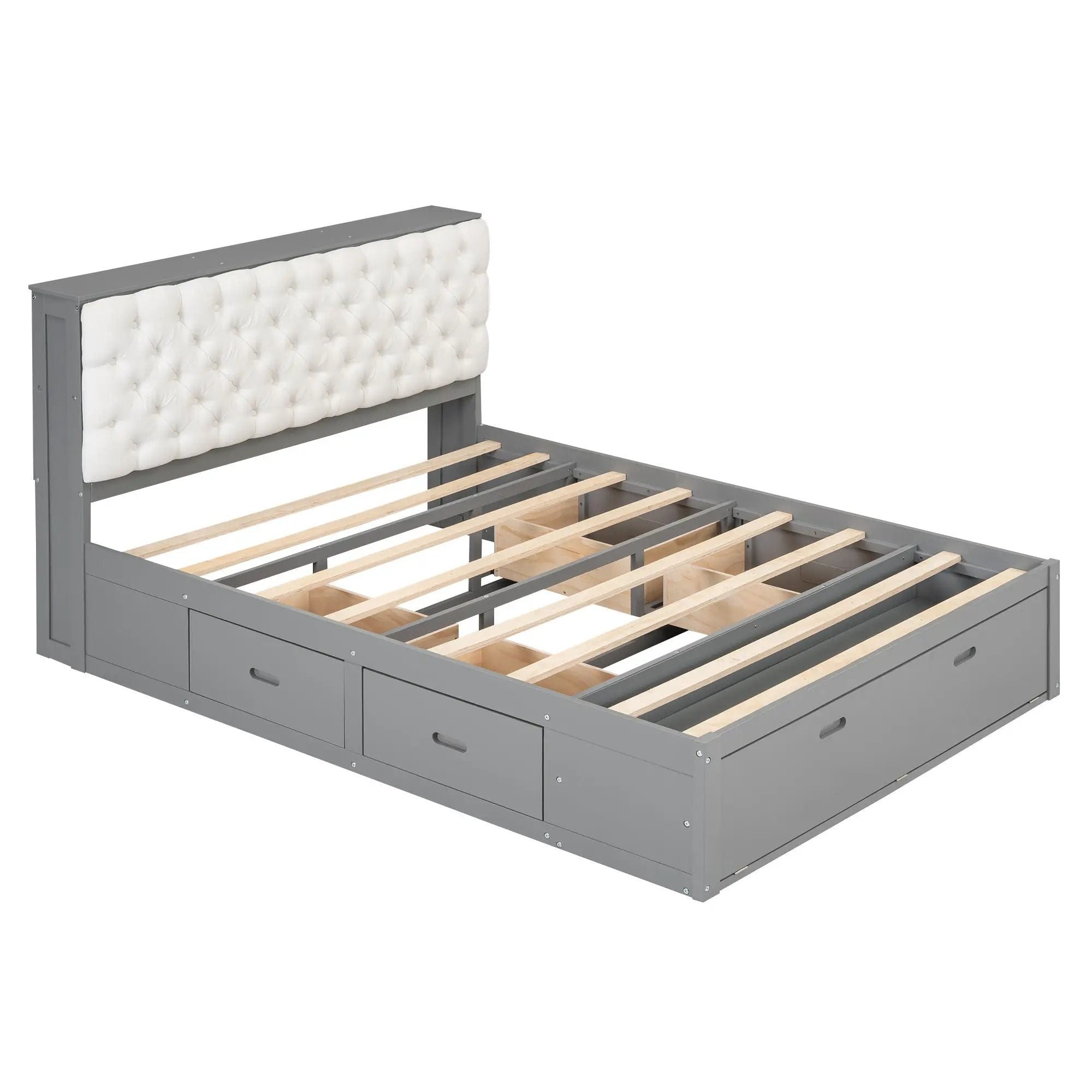 Platform Bed With Storage Headboard, Shoe Rack And 4 Drawers by Unique Piece Furniture