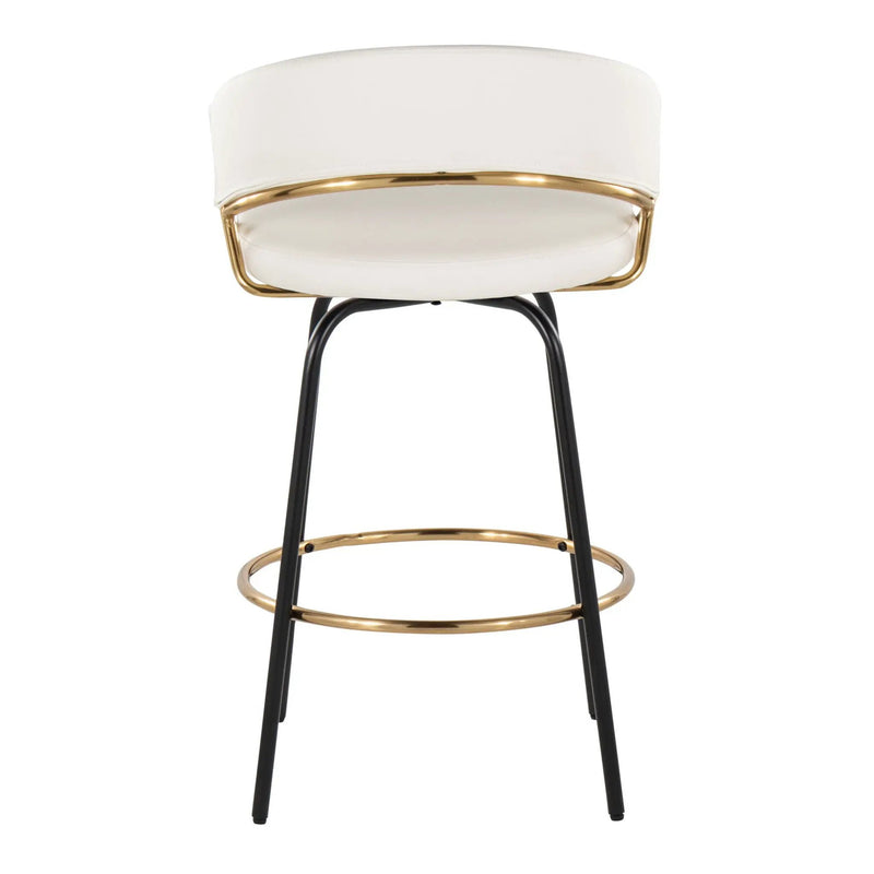 Jie - Fixed Height Contemporary Counter Stool With Swivel Round Footrest (Set of 2) by Unique Piece Furniture
