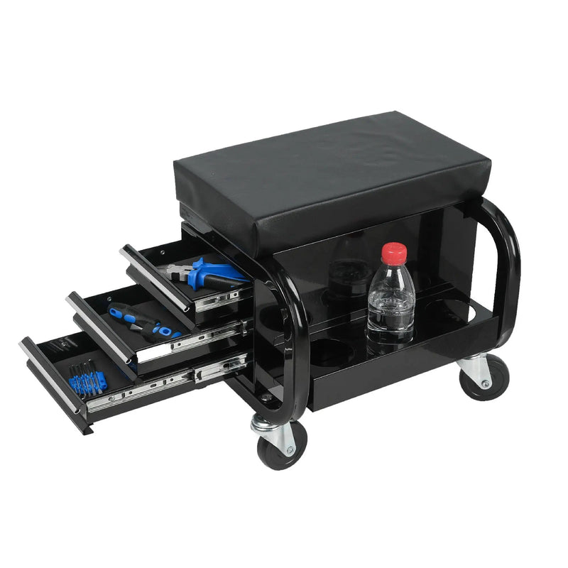Rolling Creeper Garage Seat With 3 Built-In Drawers by HouseOfZazla