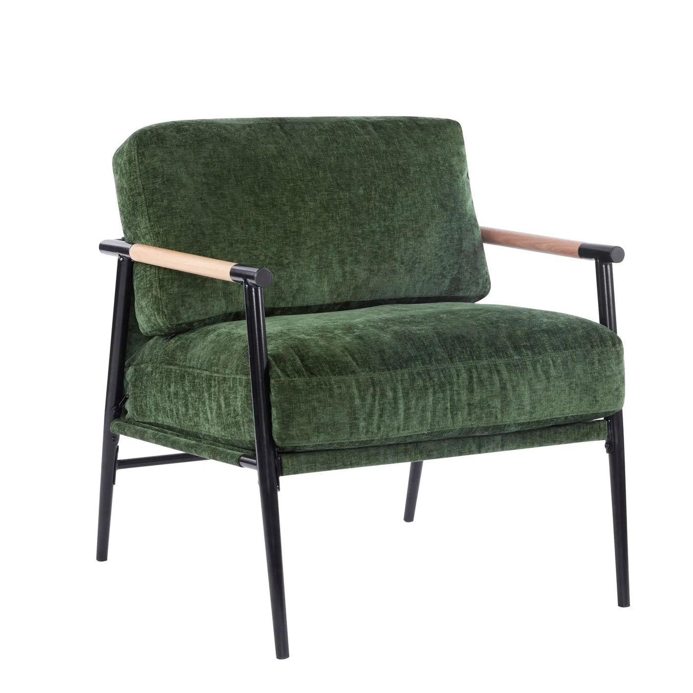 Modern Accent Chair With Plush Cushions and Wooden Armrests by HouseOfZazla