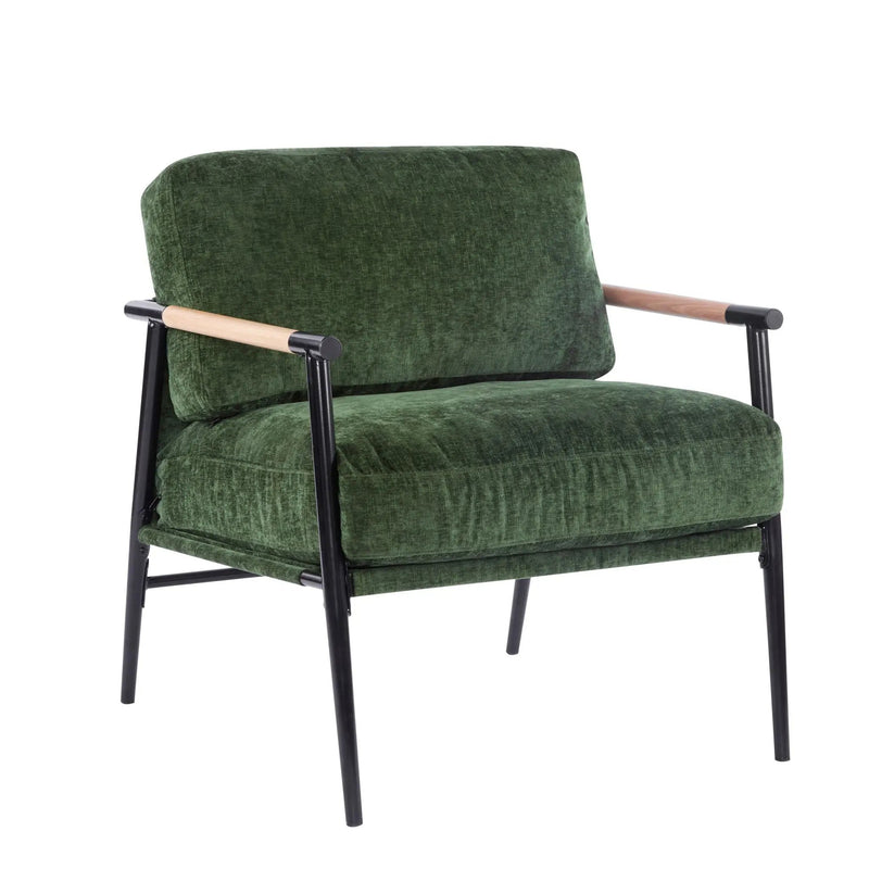 Modern Accent Chair With Plush Cushions and Wooden Armrests by HouseOfZazla